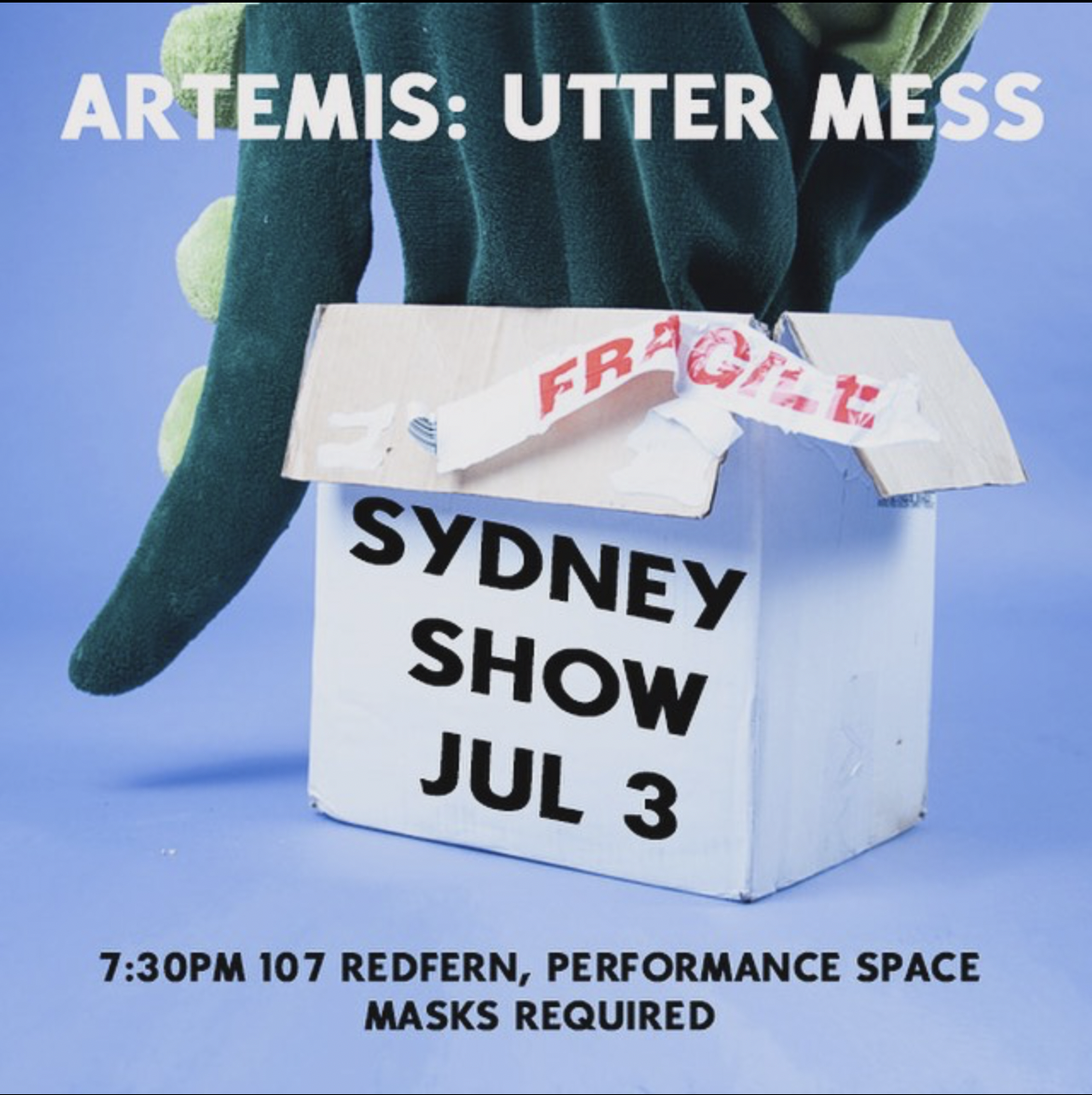The image is a promotional poster for Artemis: Utter Mess. The test on the poster reads- 